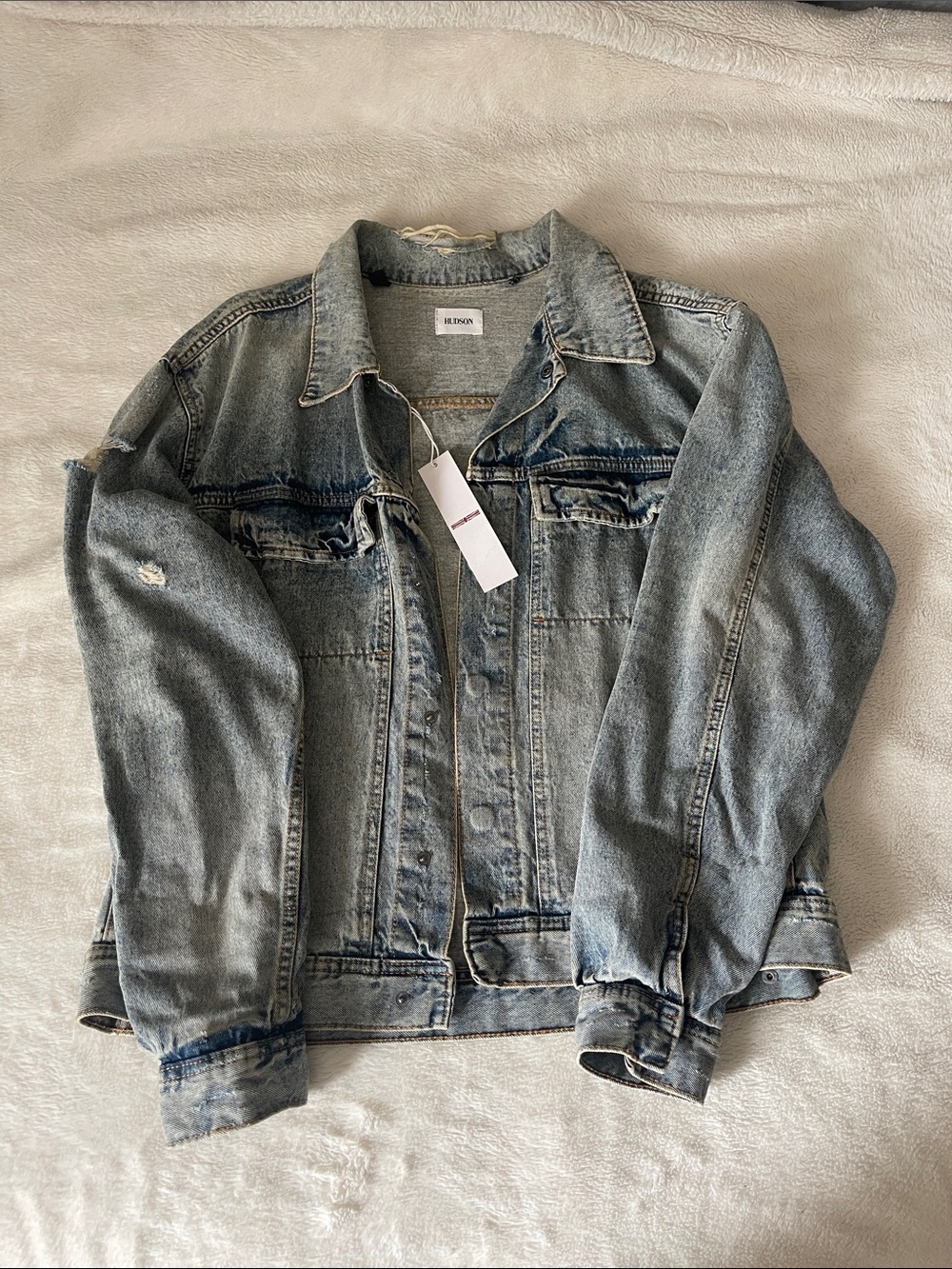 Hudson Jeans Light Blue Distressed Denim Jacket